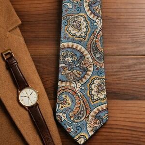 Vintage Italian Silk Paisley Tie Wide 4” Blade Executive Fall Heritage Jacquard